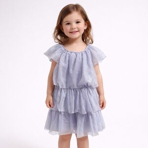 NORDSTROM RACK Girls Lavender Sparkle Tulle Tiered Dress Size 5 Party Occasion